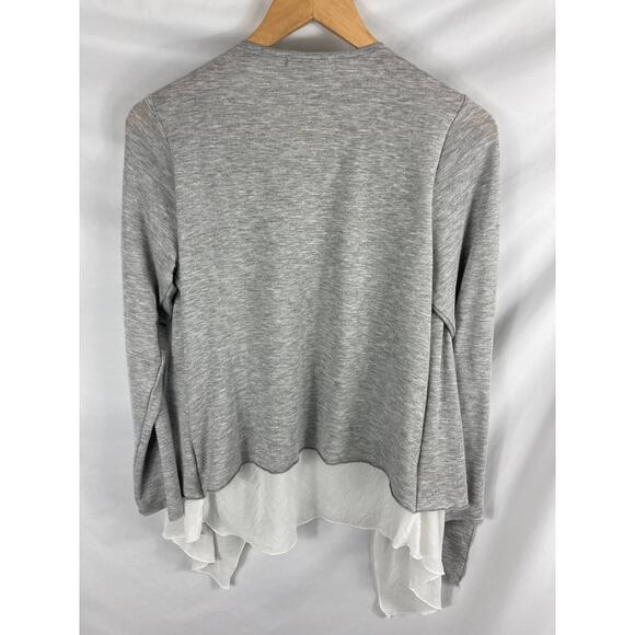 Pebble & Stone Anthro Draped Front Grey White Cardigan Size Small - Picture 6 of 7